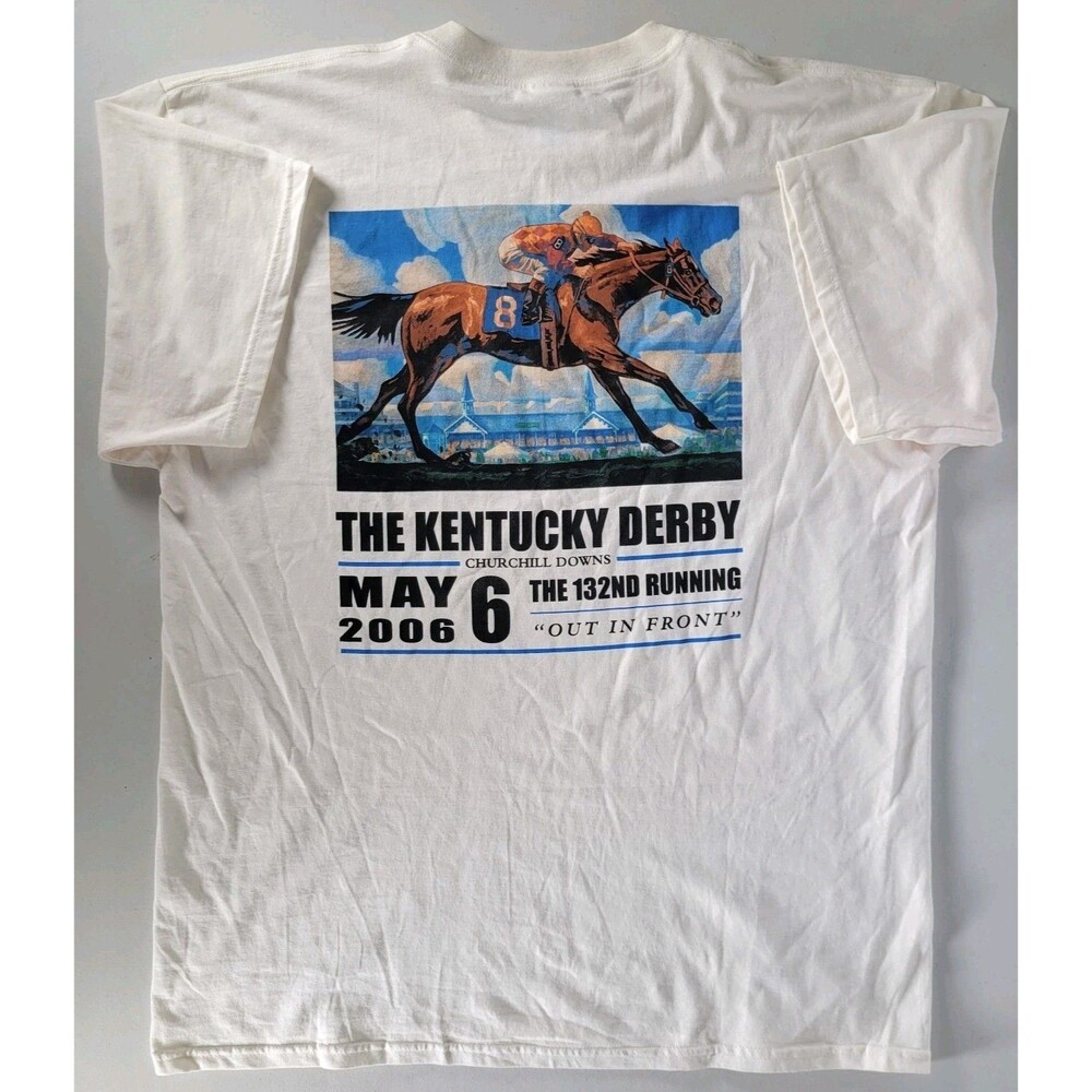 Vintage 2006 Kentucky Derby T Shirt XL 132nd Running Churchill Downs Cream White